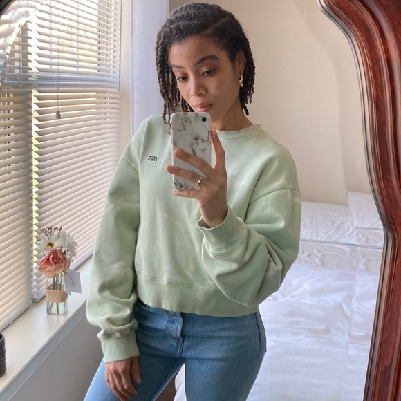 Vans Mint Tie Dye Water Wash Crewneck Cropped Sweatshirt Large - Picture 3 of 14